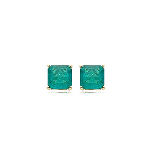 Brinco de base cravejado de pedra fusion esmeralda banho em ouro 18k