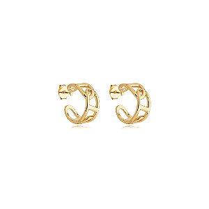 Brinco de argola dourado liso banho em ouro 18k