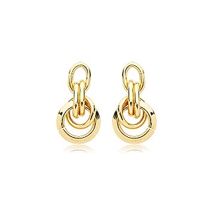 Brinco dourado liso banho em ouro 18k