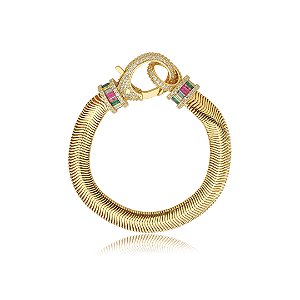 Pulseira cravejada de zirconia rainbow banho em ouro 18k