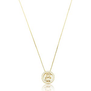 Colar com pingente esmaltado banho em ouro 18k