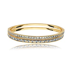 Bracelete duplo cravejado de zircônia topázio banho em ouro 18k