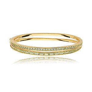 Bracelete duplo cravejado de zircônia citrino banho em ouro 18k