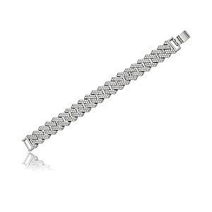 Pulseira cravejada de zirconia cristal banho em rodio branco