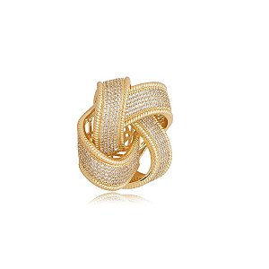 Pingente cravejado de zirconia cristal banho em ouro 18k