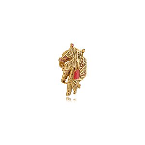 Pingente dourado cravejado de zirconia rainbow banho em ouro 18k