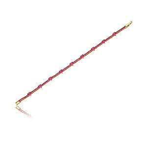 Pulseira cravejada de zirconia pink banho em ouro 18k