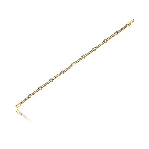 Pulseira riviera de coração cravejada de zircônia topázio banho em ouro 18k