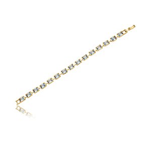 Pulseira cravejada de zirconia topazio banho em ouro 18k