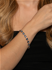 Pulseira de riviera cravejada de zircônia topázio banho em ouro 18k