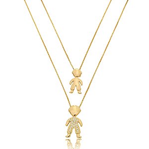 Colar com pingente cravejado de zirconia cristal banho em ouro 18k