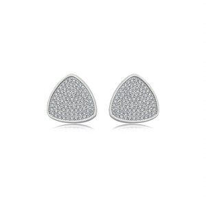 Brinco cravejado de zirconia cristal banho em rodio branco