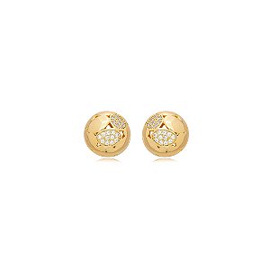 Brinco dourado cravejado de zirconia cristal banho em ouro 18k