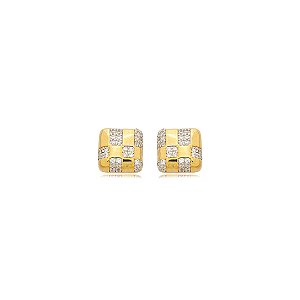 Brinco dourado cravejado de zirconia cristal banho em ouro 18k
