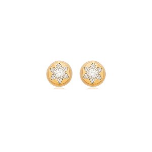 Brinco dourado cravejado de zirconia cristal banho em ouro 18k