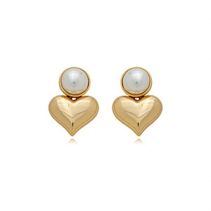 Brinco dourado de perola banho em ouro 18k