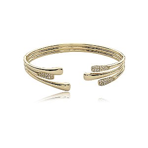 Bracelete cravejado de zirconia cristal banho em ouro 18k