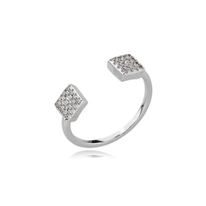 Anel delicado com zirconia cristal banho em rodio branco