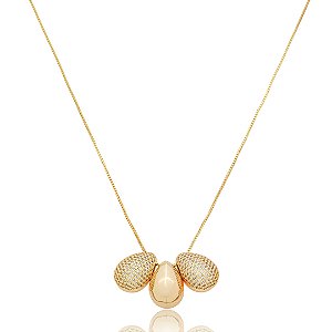 Colar com pingente de coração cravejado de zirconia cristal banho em ouro 18k