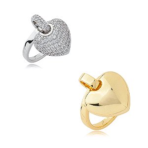 Dupla de aneis cravejado de zirconia cristal banho duplo