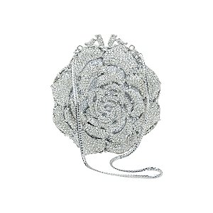 Bolsa cluth luxo em metal cravejada em cristais com alça removível