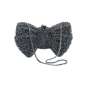 Bolsa cluth luxo em metal cravejada em cristais com alça removível