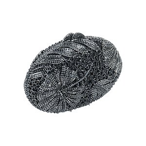 Bolsa cluth luxo em metal cravejada em cristais com alça removível