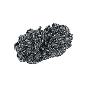 Bolsa cluth luxo em metal cravejada em cristais com alça removível