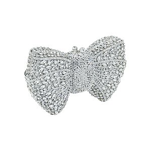 Bolsa cluth luxo em metal cravejada em cristais com alça removível