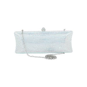 Bolsa cluth luxo em metal cravejada em cristais com alça removível