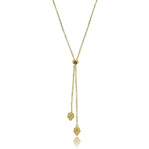 Colar dourado com pingente de zirconia cristal banho em ouro 18k