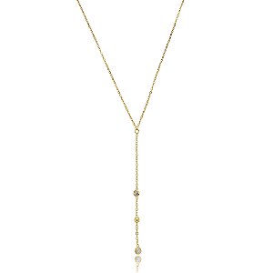 Colar dourado com pingente de zirconia cristal banho em ouro 18k