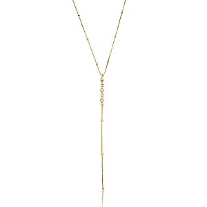 Colar dourado com zirconia cristal banho em ouro 18k