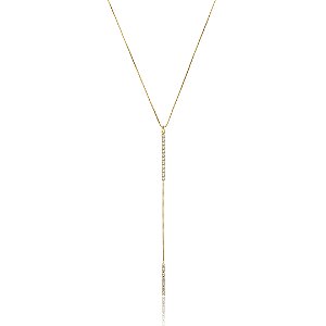Colar dourado com zirconia cristal banho em ouro 18k