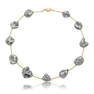 Colar de perola banho em ouro 18k