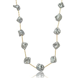 Colar de perola banho em ouro 18k