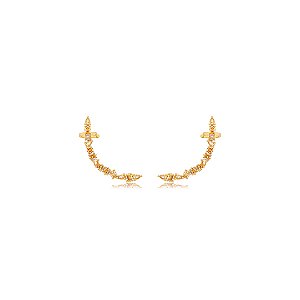 Brinco ear cuff cravejado de zirconia citrino banho em ouro 18k