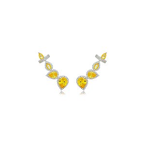 Brinco ear cuff cravejado de zirconia yellow fance banho em rodio branco