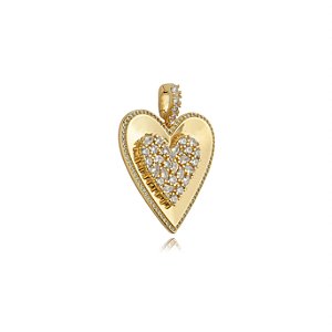 Pingente de coração cravejado de zirconia cristal banho em ouro 18k