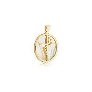 Pingente em madre perola banho em ouro 18k