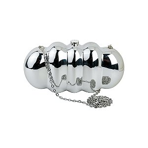 Bolsa cluth prata em acrilico com alça removivel