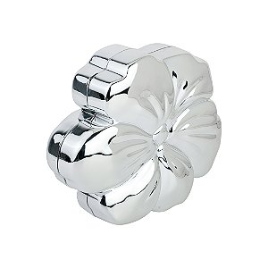 Bolsa cluth de flor prata em acrilico com alça removivel