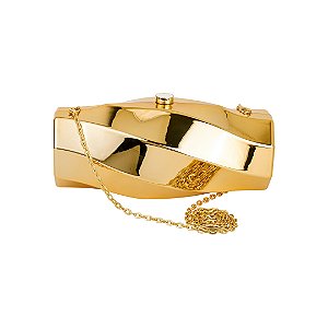 Bolsa cluth dourada em acrilico com alça removivel