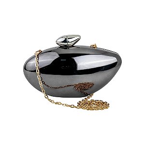 Bolsa cluth grafite em acrilico com alça removivel