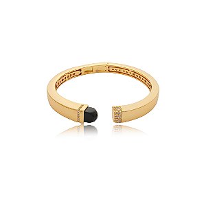 Bracelete dourado com pedra natural e zirconia banho em ouro 18k
