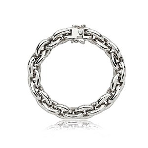 Pulseira lisa banho em rodio branco