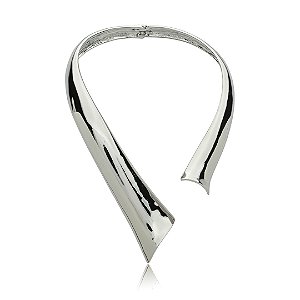 Colar de aro liso banho em rodio branco