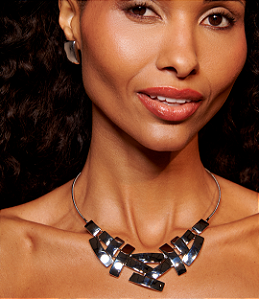 Colar de aro liso banho em rodio branco