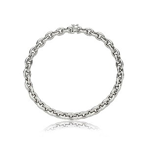 Colar de corrente liso banho em rodio branco