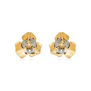 Brinco de flor liso banho duplo